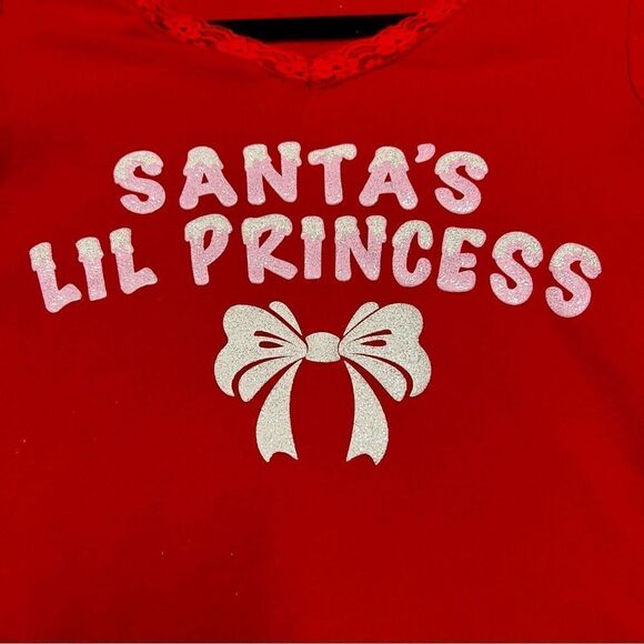 Sugar Thrillz x Dolls Kill Santa’s Lil Princess top glittery graphic sz S - Picture 5 of 14